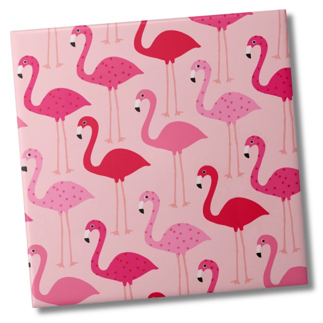 Cute Girly Rosa Flamingo Pattern Kakelplatta (Cute Girly Modern Summer Pink Flamingo Pattern Ceramic Tile)