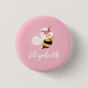 Cute Girly Rosa Flower Girl Baby Bee Whimsical Knapp