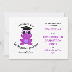 Cute Girly Rosa Frog Kindergarten Studentfest Inbjudningar
