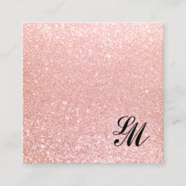 Cute Girly Rosa Glitter Monogram Beauty Fyrkantigt Visitkort