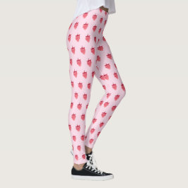 Cute Girly Rosa Glitter Strawberry Leggings