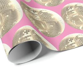 Cute Girly Rosa Guld Disco Mirrorball Presentpapper