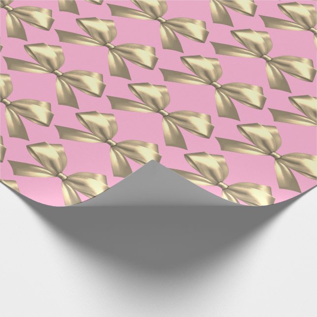 Cute Girly Rosa Guld Satin Aesthetic Bow Presentpapper (Hörn)