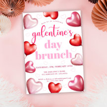 Cute Girly Rosa Hearts Galentines Day Brunch