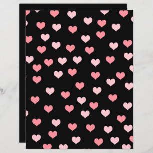 Cute Girly Rosa Hearts Mönster Scrapbook Papper