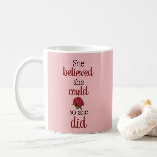 Cute Girly Rosa hon trodde att hon kunde Blommigt Kaffemugg