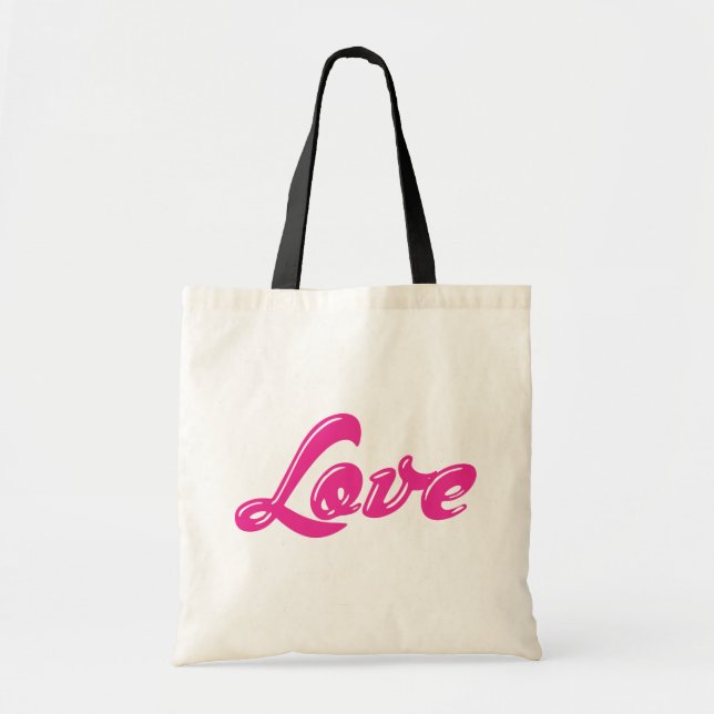 Cute Girly Rosa Kärlek Fuchsia Canvas Totebag Tygkasse (Framsidan)