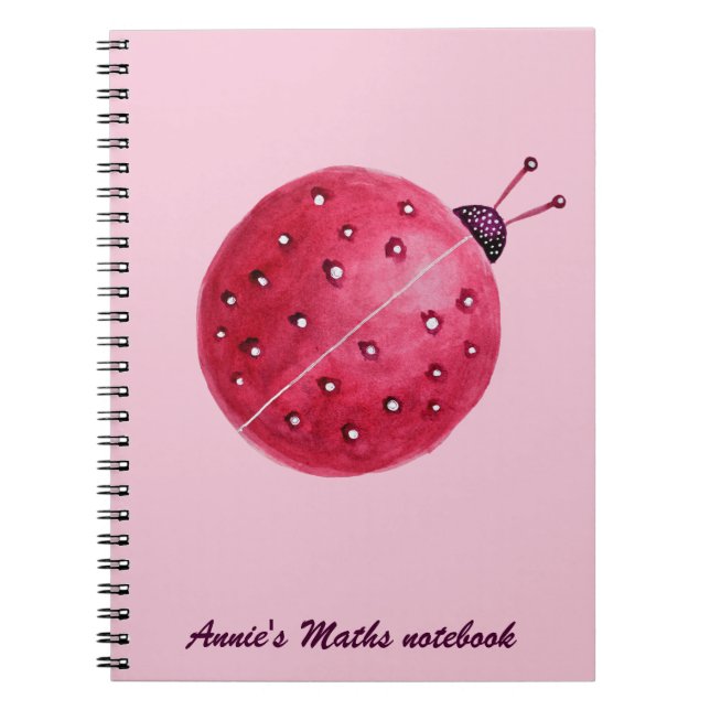 Cute Girly Rosa Ladybug Kids Anteckningsbok Med Spiral (Framsidan)