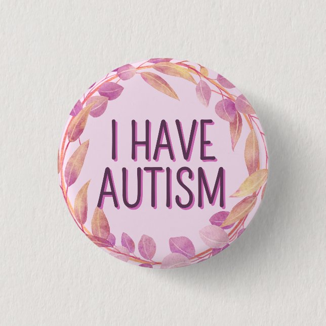Cute Girly Rosa Löv Wandetext Autism Knapp (Framsida)