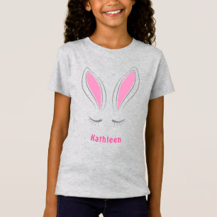 Cute Girly Rosa Påskhare Öron T Shirt