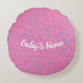 Cute Girly  Rosa Pastel Blue Dot White-skript Rund Kudde