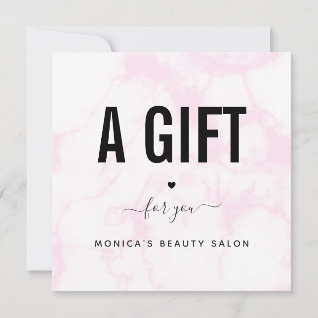 Cute Girly Rosa Pastel Marble Beauty Salon Logotyp (Framsida)
