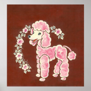 Cute Girly Rosa Pudel Hund Poster