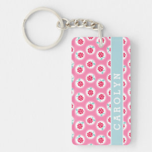 Cute girly rosa raspberry mönster monogram