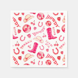Cute Girly Rosa Red Disco Cowgirl Aestthetic Pappersservett