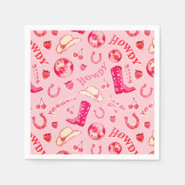 Cute Girly Rosa Red Disco Cowgirl Aestthetic Pappersservett