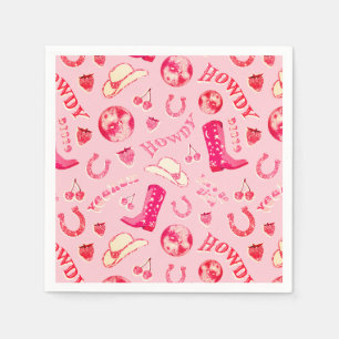 Cute Girly Rosa Red Disco Cowgirl Aestthetic Pappersservett