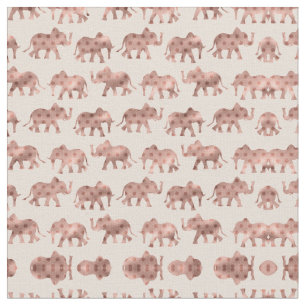 Cute Girly Rosa ros Guld Polka Dot Elephants Tyg