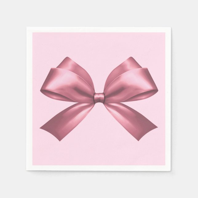 Cute Girly Rosa Satin Aesthetic Bow Pappersservett (Framsidan)