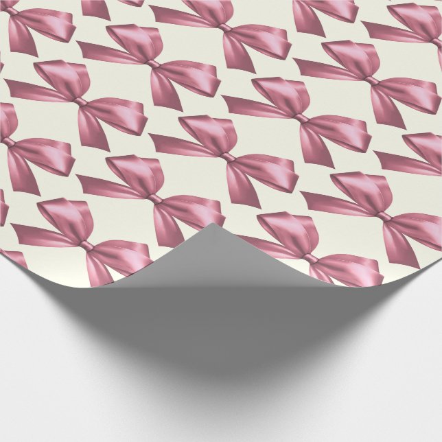 Cute Girly Rosa Satin Aesthetic Bow Presentpapper (Hörn)