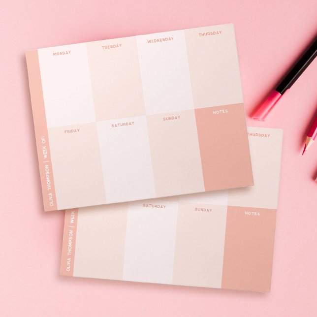 Cute Girly Rosa School Weekly Planner Anteckningsblock (Skapare uppladdad)