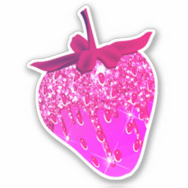 Cute Girly Shock rosa Aesthetic Glitter Strawberry Klistermärken