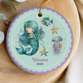 Cute girly sjöjungfru Sea lila christmas keepsaké Julgransprydnad Keramik