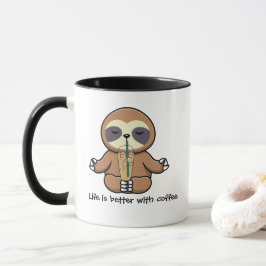 Cute Girly Sloth, livet är bättre med kaffe Mugg