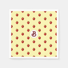 Cute Girly Strawberry Cream Namn Monogram Pappersservett