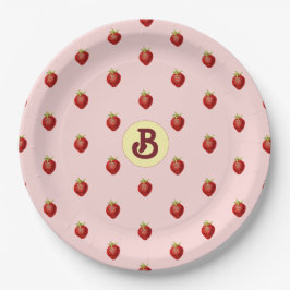 Cute Girly Strawberry Rosa Namn Monogram