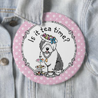 Cute Girly Tea Party Old English Sheepdog (Grått 1