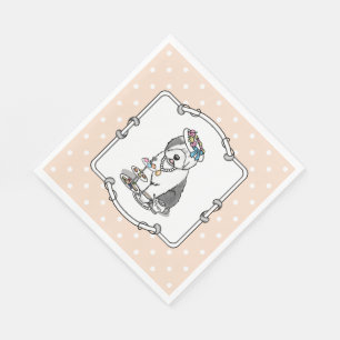 Cute Girly Tea Party Old English Sheepdog (Grått 1 Pappersservett