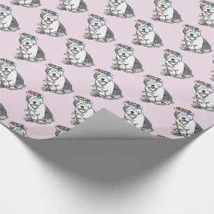 Cute Girly Tea Party Old English Sheepdog (Grått 1 Presentpapper