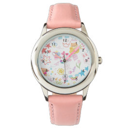 Cute Girly Tecknad Rainbow Doodle eWatch Watch Wat Armbandsur