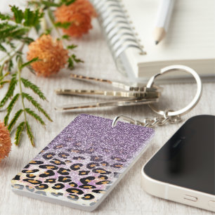 Cute girly trendig lila faux glitter leopard