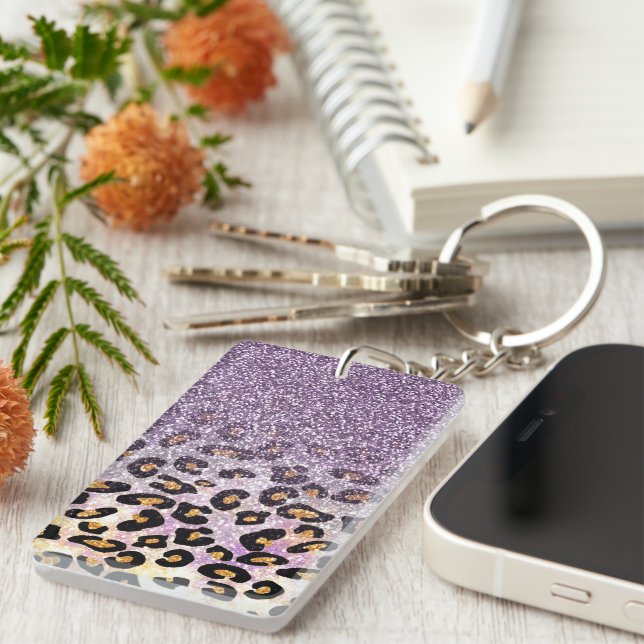 Cute girly trendig lila faux glitter leopard (Högra Framsidan)