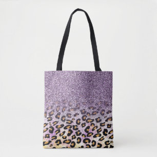 Cute girly trendig lila faux glitter leopard tygkasse