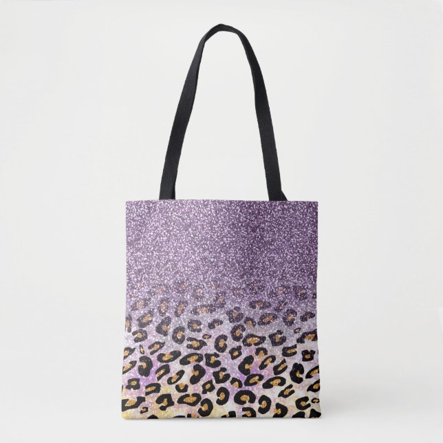 Cute girly trendig lila faux glitter leopard tygkasse (Framsida)