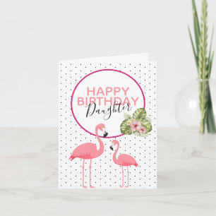 Cute Girly Tropical Flamingo Dotter Födelsedag Kort
