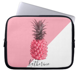 Cute, girly tropical rosa och vit ananas laptop sleeve
