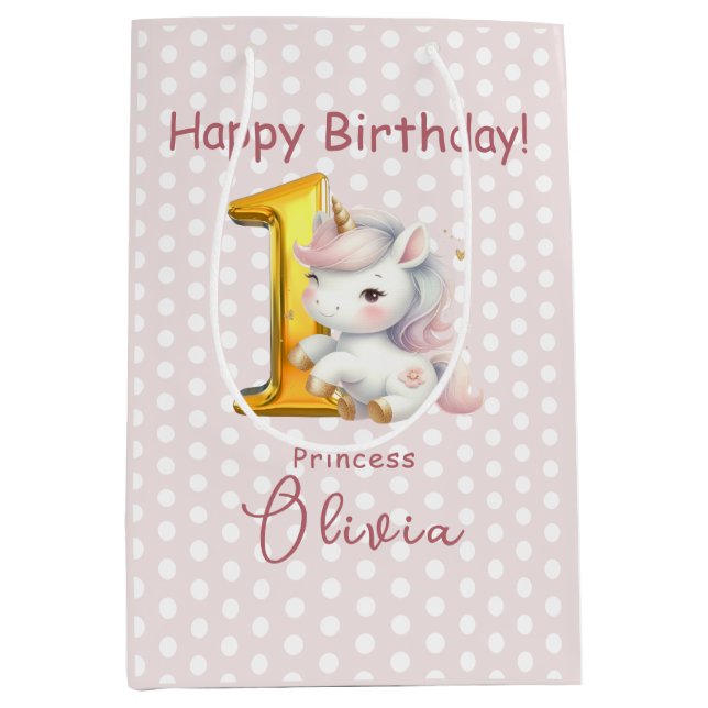 Cute Girly Unicorn 1:a födelsedagen (Framsidan)