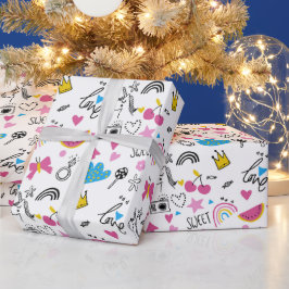 Cute Girly Unicorn Rainbow Hearts Whimsical Presentpapper