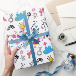 Cute Girly Unicorn Rainbow Hearts Whimsical Presentpapper