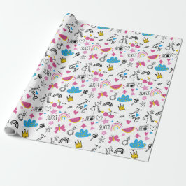 Cute Girly Unicorn Rainbow Hearts Whimsical Presentpapper