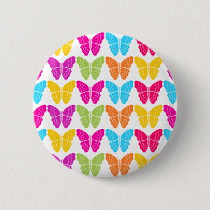 Cute Girly Vibrant Rainbow Butterfly Mönster Knapp