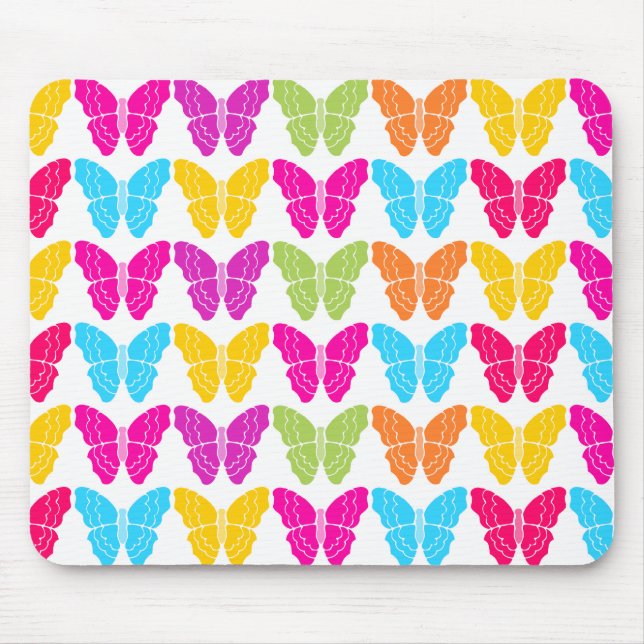 Cute Girly Vibrant Rainbow Butterfly Mönster Musmatta (Framsidan)