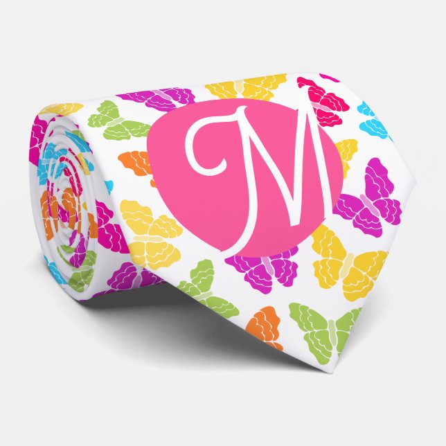 Cute Girly Vibrant Rainbow Butterfly Mönster Namn Slips (Rullad)