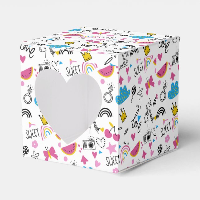 Cute Girly Whimsical Rainbow Colorful Illustrated Presentaskar (Framsidan Sidan)