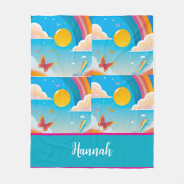 Cute Girly Whimsical Rainbow Happalize Personalize Fleecefilt