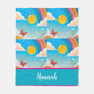 Cute Girly Whimsical Rainbow Happalize Personalize Fleecefilt